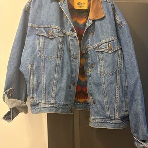 Denim Jacket with Brown Collar